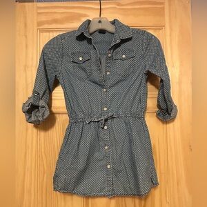 GAP Kids Blue and White Polka Dot Shirt Dress